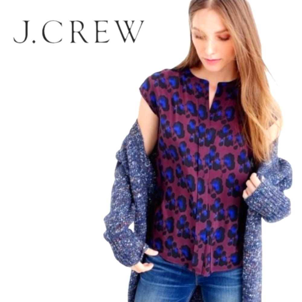 J Crew cap sleeve silk blouse